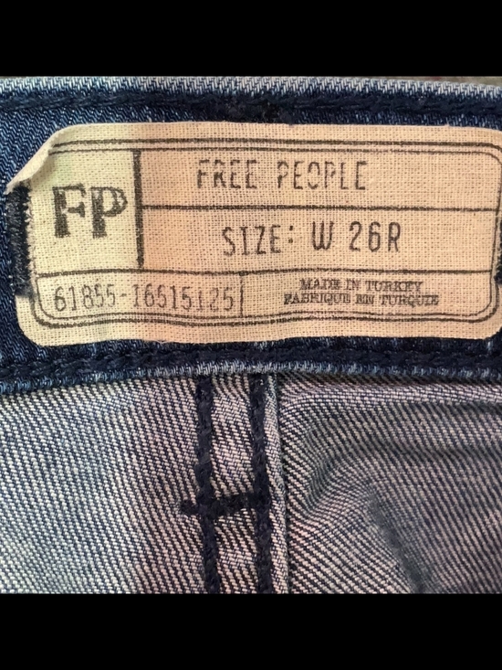 Free People Denim Cutoff Shorts Size 26 Blue Mid Rise Raw Hem Festival Boho - Picture 4 of 5